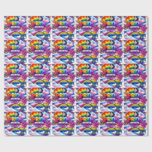 Bunter Pride Month Regenbogen und Einhorn Kunst Geschenkpapier (Flach)