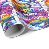 Bunter Pride Month Regenbogen und Einhorn Kunst Geschenkpapier (Rolleneckpunkt)