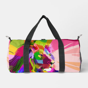 Bunter prismatischer Pop-Art-Entwurf eines Löwen Duffle Bag