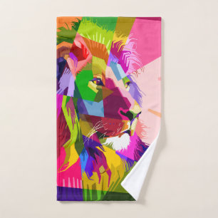 Bunter prismatischer Pop-Art-Entwurf eines Löwen Handtuch