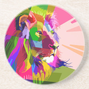 Bunter, prismatischer Pop-Art-Löwe Getränkeuntersetzer