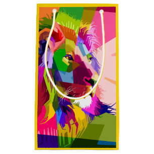 Bunter prismatischer Pop-Art-Löwe Kleine Geschenktüte