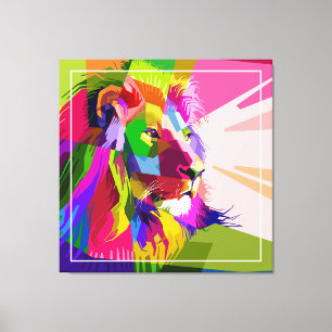 Bunter prismatischer Pop-Art-Löwe Leinwanddruck