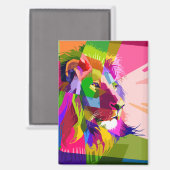 Bunter prismatischer Pop-Art-Löwe Magnet (Vorderseite/Rückseite)