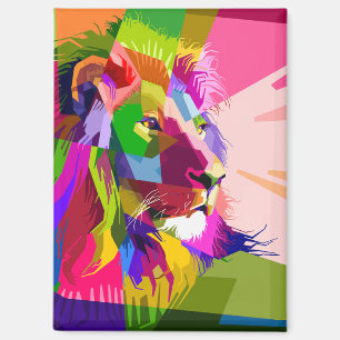 Bunter prismatischer Pop-Art-Löwe Magnet