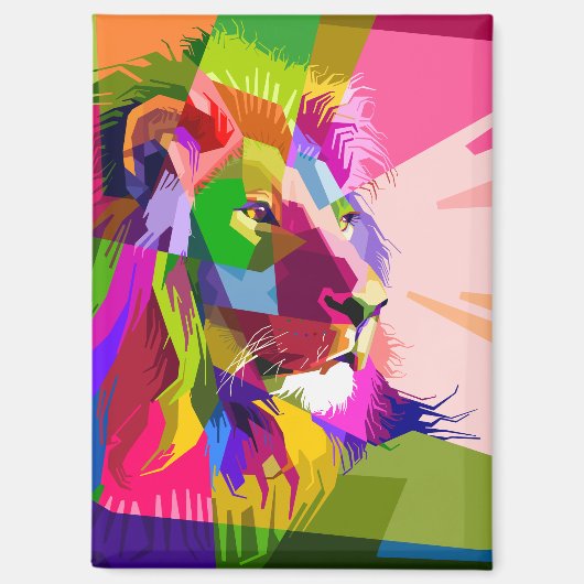 Bunter prismatischer Pop-Art-Löwe Magnet (Vorderseite)