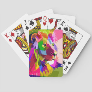 Bunter, prismatischer Pop-Art-Löwe Spielkarten