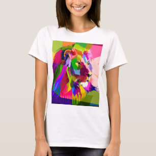 Bunter, prismatischer Pop-Art-Löwe T-Shirt