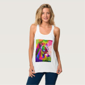 Bunter prismatischer Pop-Art-Löwe Tank Top (Vorderseite Vollansicht)
