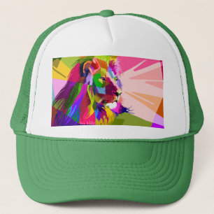 Bunter, prismatischer Pop-Art-Löwe Truckerkappe