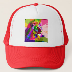 Bunter, prismatischer Pop-Art-Löwe Truckerkappe