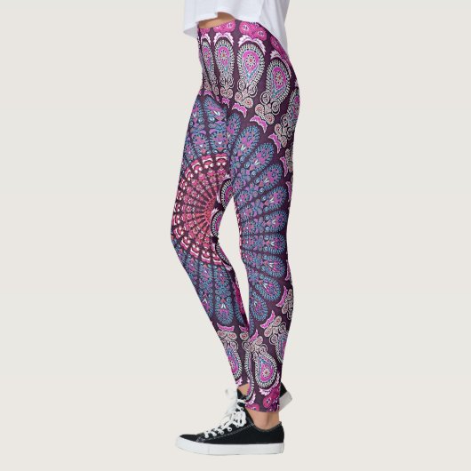 Bunter psychedelischer Mandala-Entwurf Leggings (Links)