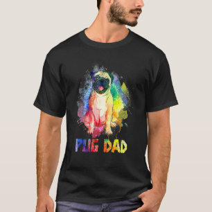 Bunter Pug-Vater Pug-Hund Frohen Vatertag T-Shirt