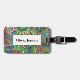 Bunter quadratischer Confetti-abstrakte Gepäckanhänger