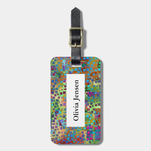 Bunter quadratischer Confetti-abstrakte Gepäckanhänger (Vorderseite vertikal)