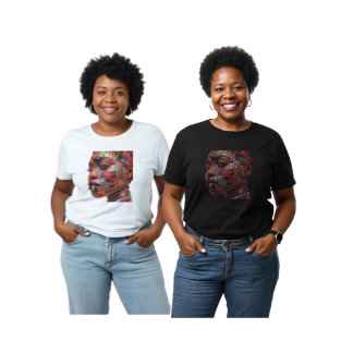 Bunter Quilt-T-Shirt für Frauen in Schwarz gefeier T-Shirt