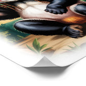Bunter Rasta-Panda-Engel auf Weiß Poster (Ecke)