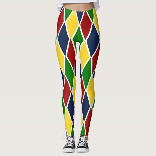 Bunter Rauten-Harlekin-Diamant Trendy Leggings (Vorderseite)