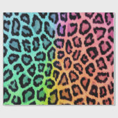 Bunter Regenbogen abgetönte Leopard-Druck-Stellen Geschenkpapier (Flach)