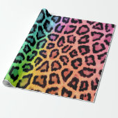 Bunter Regenbogen abgetönte Leopard-Druck-Stellen Geschenkpapier (Ungerollt)
