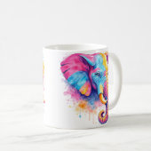 Bunter Regenbogen Elefant Aquarell Kaffeetasse (VorderseiteRechts)