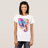Bunter Regenbogen Elefant Aquarell T-Shirt (Vorne ganz)