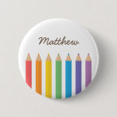 Bunter Regenbogen-Farbton zeichnet Schulkinder an Button (Vorderseite)