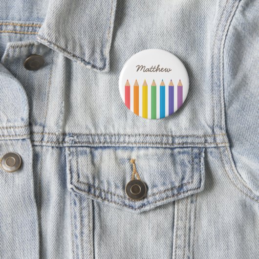 Bunter Regenbogen-Farbton zeichnet Schulkinder an Button (Beispiel)