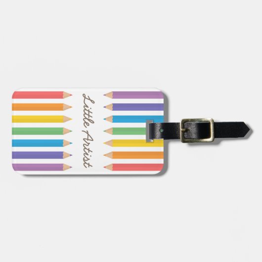 Bunter Regenbogen-Farbton zeichnet Schulkinder an Gepäckanhänger (Vorderseite horizontal)