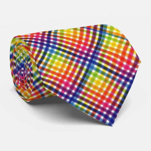 Bunter Regenbogen-karierte Krawatte (Gerollt)