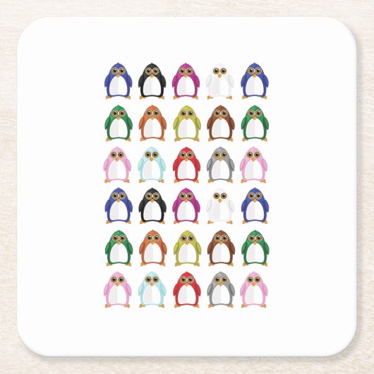 Bunter Regenbogen-Pinguin-Muster Rechteckiger Pappuntersetzer (Vorderseite)