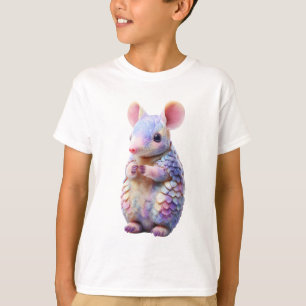 Bunter Regenbogen-Schuppen-Gürteltier-Maus-Kinder T-Shirt