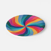 Bunter Regenbogen-Strudel Pappteller (Schrägansicht)
