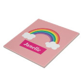 Bunter Regenbogen und Wolken, für kleine Mädchen Fliese (Seite)