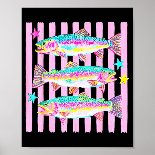 Bunter Regenbogenforelle preppy Sommer Seeben Lebe Poster (Vorne)