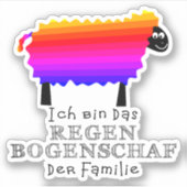 Bunter Regenbogenschaf Aufkleber (Vorderseite)