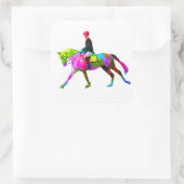 Bunter Reiter Quadratischer Aufkleber (Tasche)