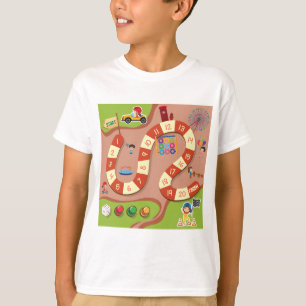 Bunter Rennstrecken-Brettspiel für Kinder T-Shirt