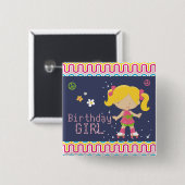 Bunter Retro blonder Rollen-Skaten-Geburtstag Button (Vorne & Hinten)