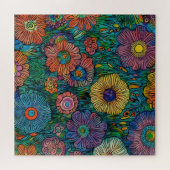 Bunter Retro-Blumengarten Puzzle (Horizontal)
