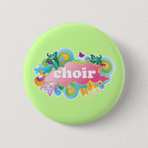 Bunter Retro Chor entwerfen Geschenk Button