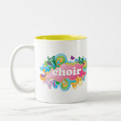 Bunter Retro Chor entwerfen Geschenk Zweifarbige Tasse (Links)