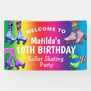 Bunter Retro-Rollschuh-Geburtstag Banner