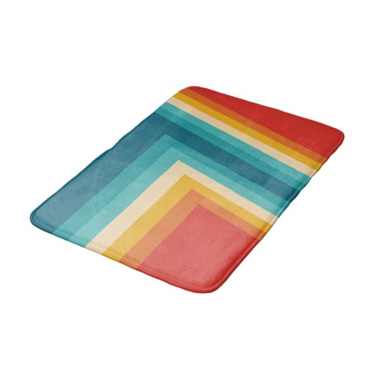 Bunter Retro Streifen - 70er, 80er Entwurf Badematte (Schrägansicht)