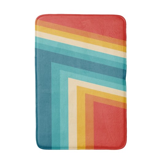 Bunter Retro Streifen - 70er, 80er Entwurf Badematte (Vorderseite Vertikal)