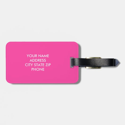 Bunter rosa Monogrammreise-NeonGepäckanhänger Gepäckanhänger (Rückseite horizontal)
