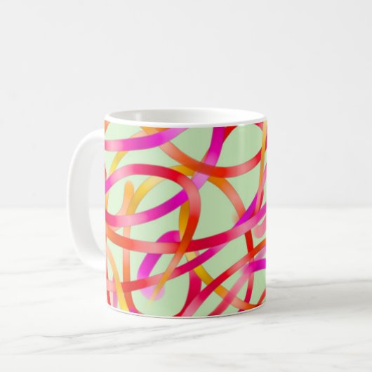 Bunter rosa und orange abstrakter Entwurf Kaffeetasse (Vorderseite Links)