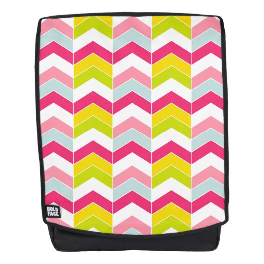 Bunter rosa Zickzack-Zickzack Muster Rucksack (Vorderseite)