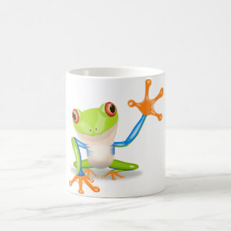 Bunter Rot-Mit Augen Baum-Frosch, der heraus Kaffeetasse