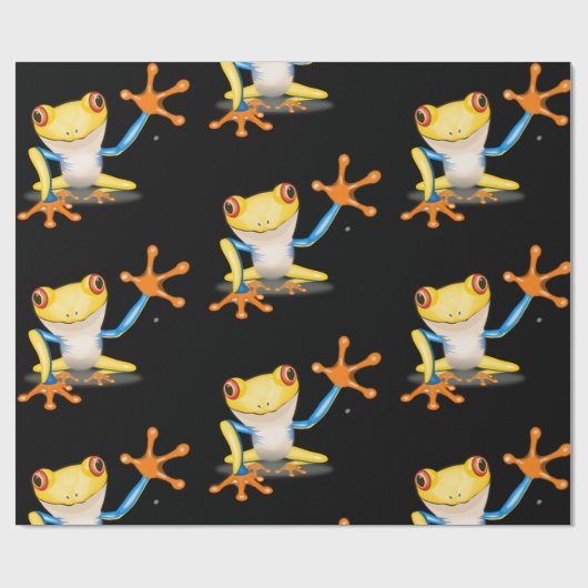 Bunter roter mit Augen Baum-Frosch Geschenkpapier (Flach)